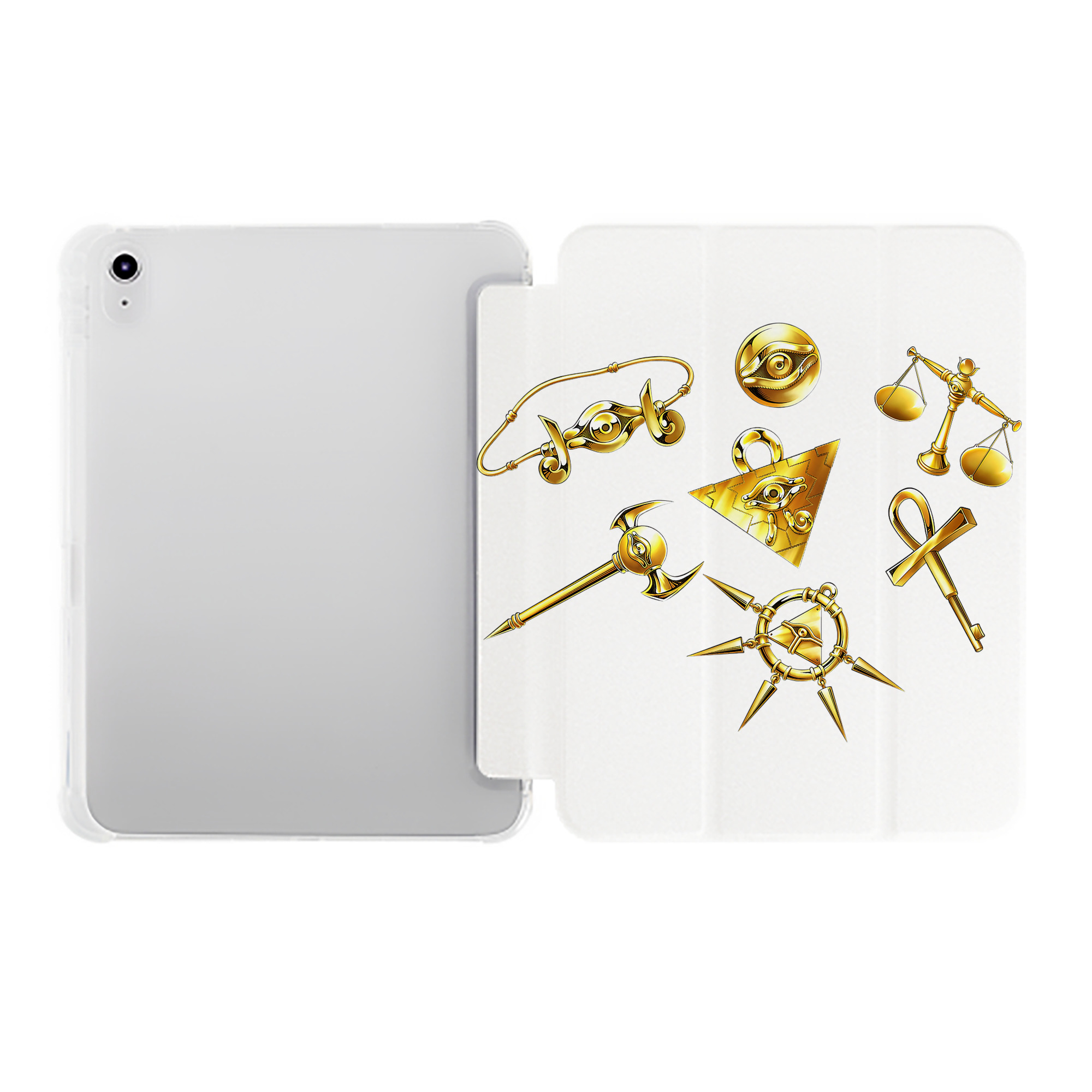 （画像用） 遊☆戯☆王 Yu-Gi-Oh! IPad ケース ペン収納付き 三つ折りスタンド PUレザー×シリコン 対応機種9.5/10.5/10.9インチ